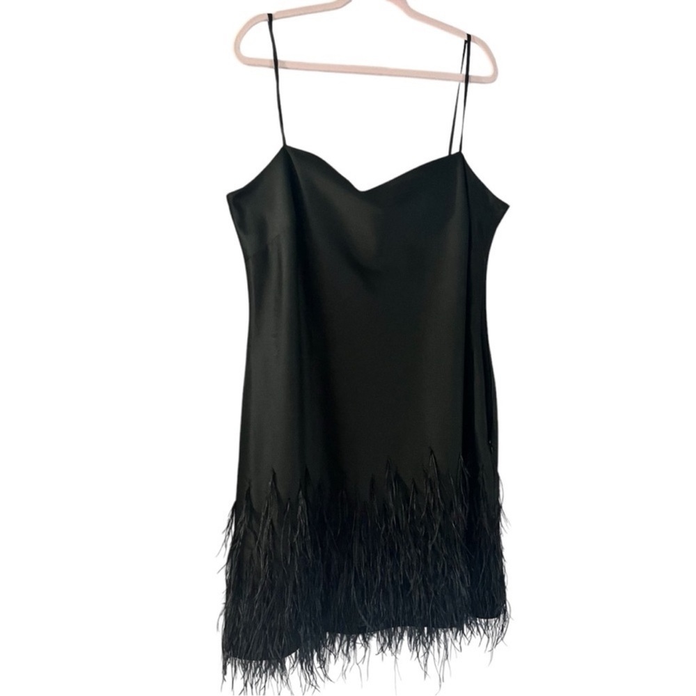 Polo by Ralph Lauren Black Cocktail Dress Sz 4- Ostrich Feather - Picture 2 of 9